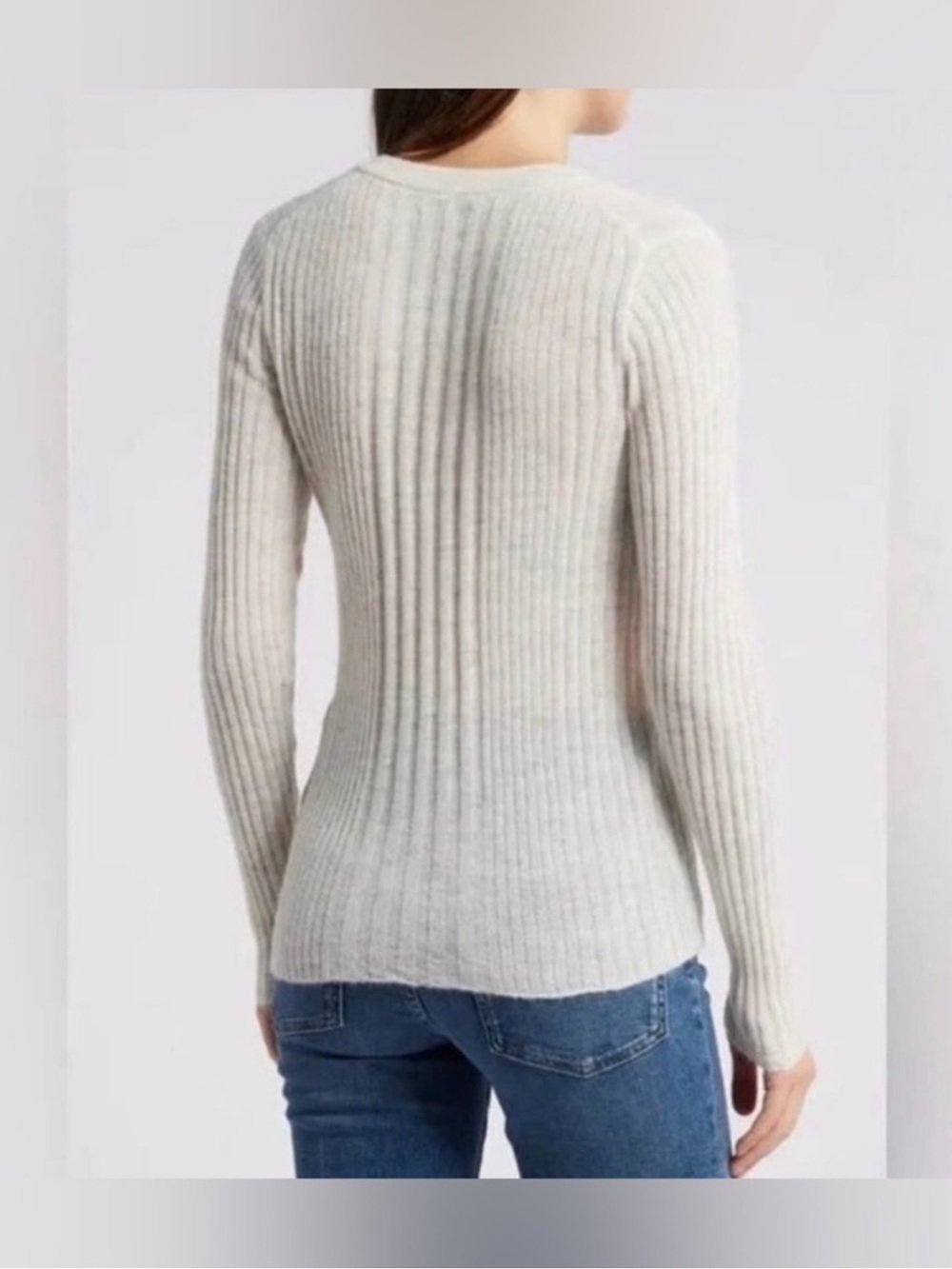 Alpaca Blend Ribbed Henley Sweater - Picture 2 of 10